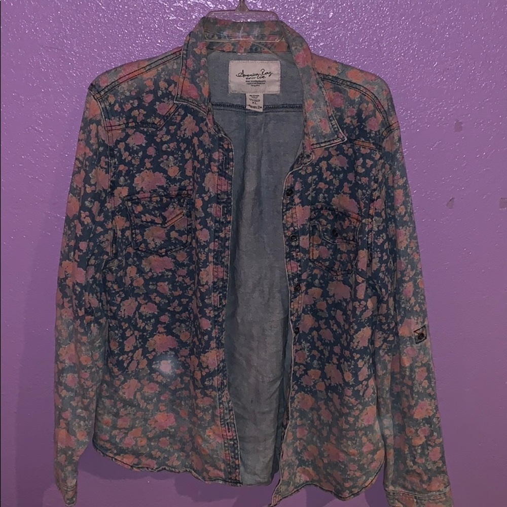 Cute jean button up top